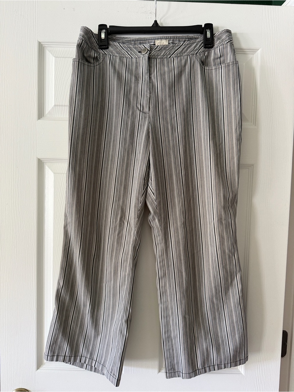 Caslon Navy & White Striped Cropped Wide-Leg Pants